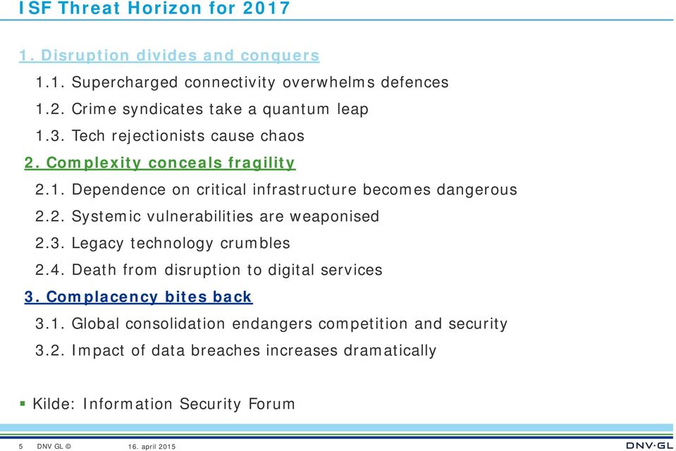 3. Legacy technology crumbles 2.4. Death from disruption to digital services 3. Complacency bites back 3.1.