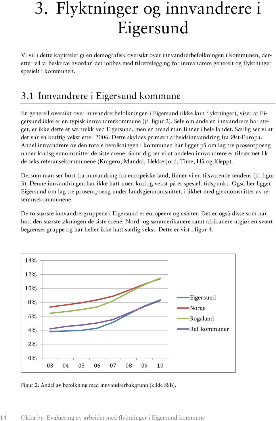 1 Innvandrere i Eigersund kommune En generell oversikt over innvandrerbefolkningen i Eigersund (ikke kun flyktninger), viser at Eigersund ikke er en typisk innvandrerkommune (jf. figur 2).