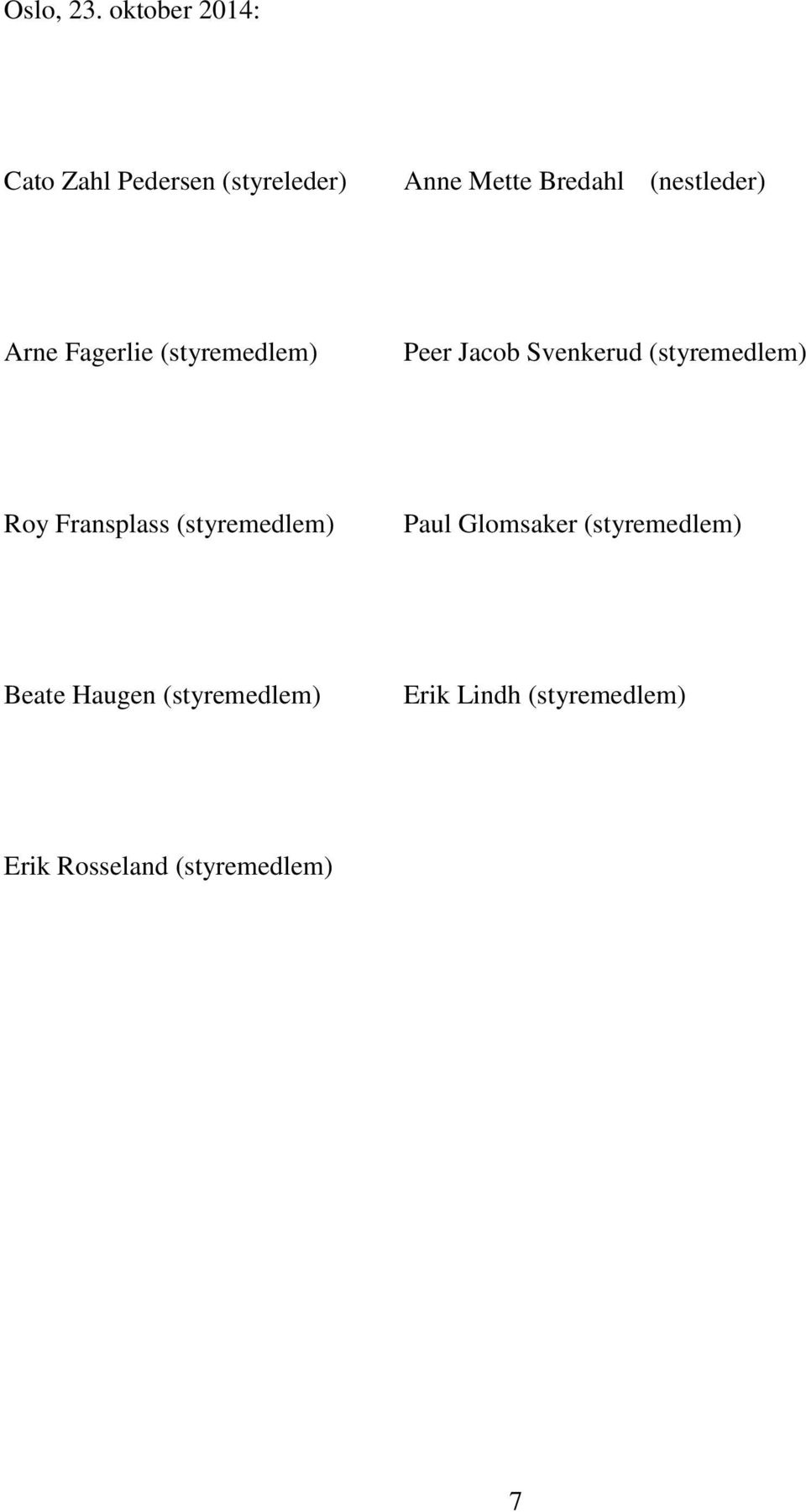 (nestleder) Arne Fagerlie (styremedlem) Peer Jacob Svenkerud