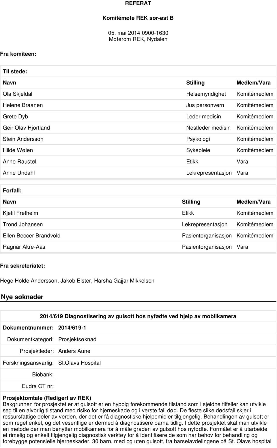 Komitémedlem Geir Olav Hjortland Nestleder medisin Komitémedlem Stein Andersson Psykologi Komitémedlem Hilde Wøien Sykepleie Komitémedlem Anne Raustøl Etikk Vara Anne Undahl Lekrepresentasjon Vara