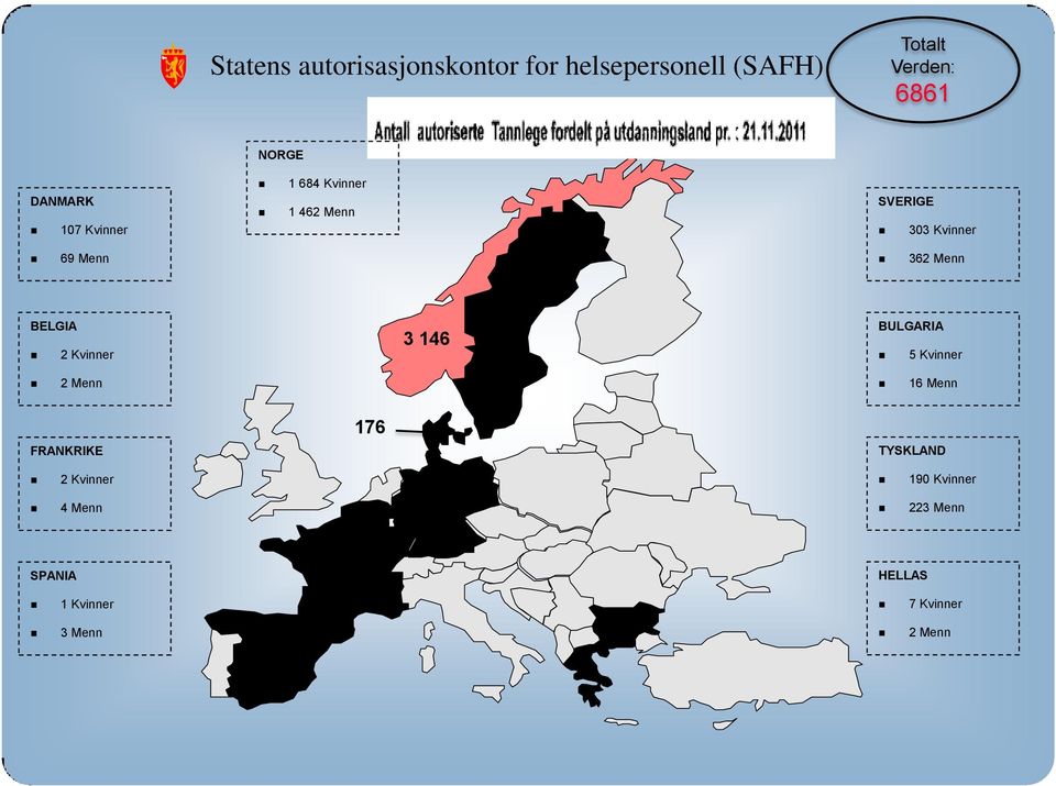 BULGARIA 5 Kvinner 2 Menn 16 Menn 176 FRANKRIKE TYSKLAND 2 Kvinner 4