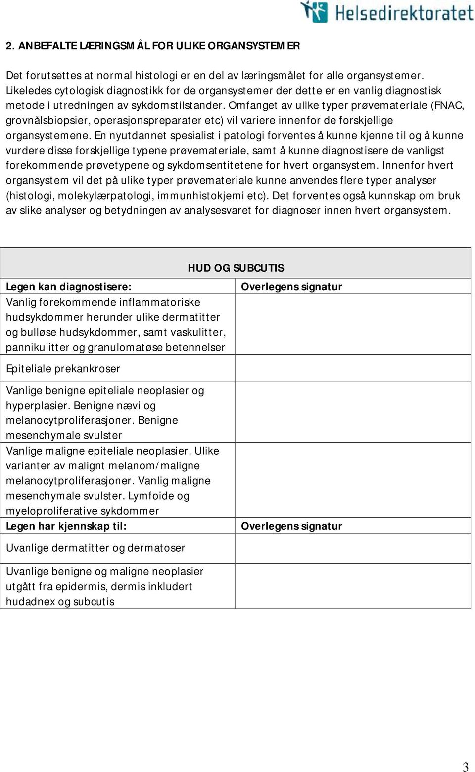 Omfanget av ulike typer prøvemateriale (FNAC, grovnålsbiopsier, operasjonspreparater etc) vil variere innenfor de forskjellige organsystemene.