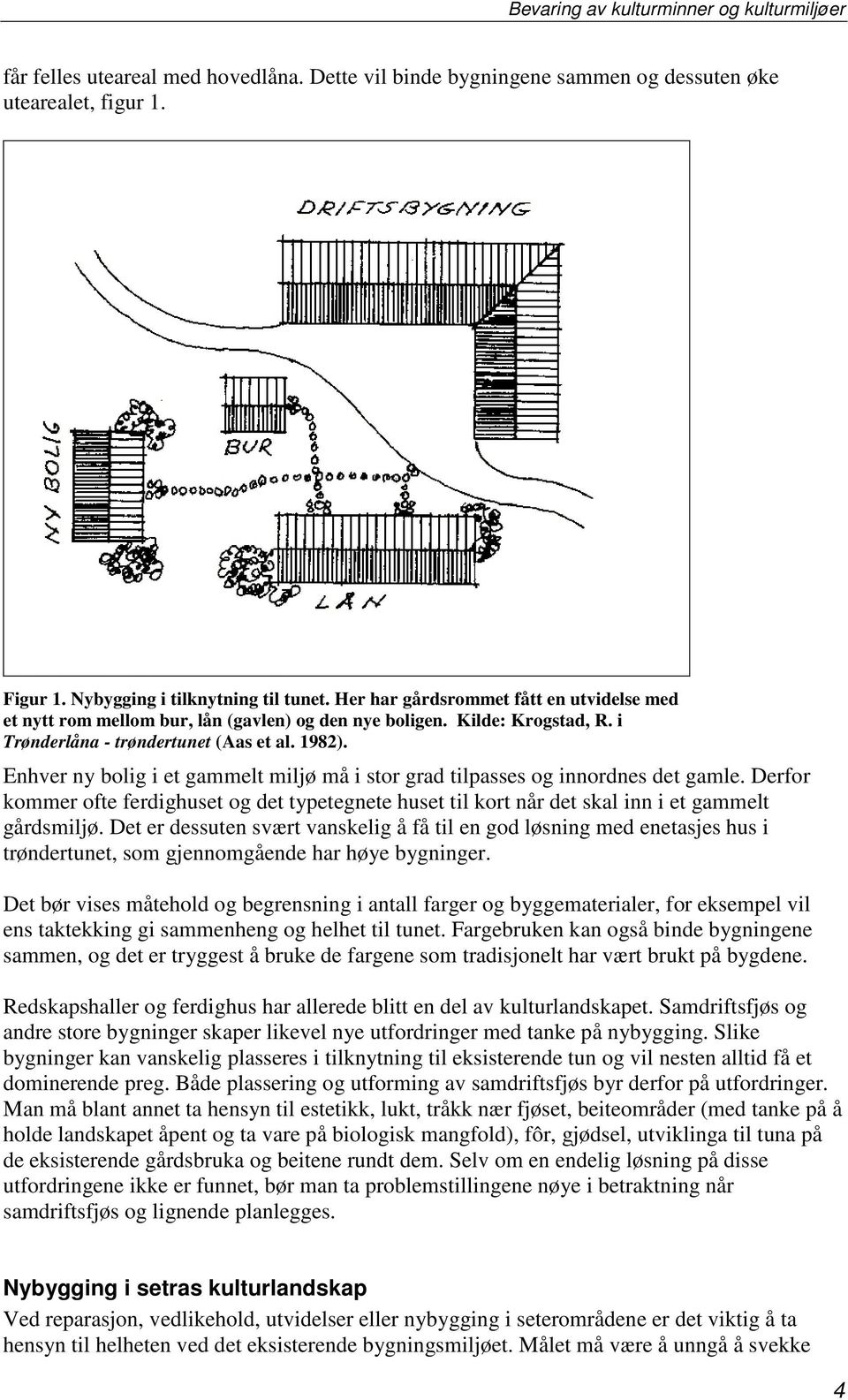 Enhver ny bolig i et gammelt miljø må i stor grad tilpasses og innordnes det gamle. Derfor kommer ofte ferdighuset og det typetegnete huset til kort når det skal inn i et gammelt gårdsmiljø.