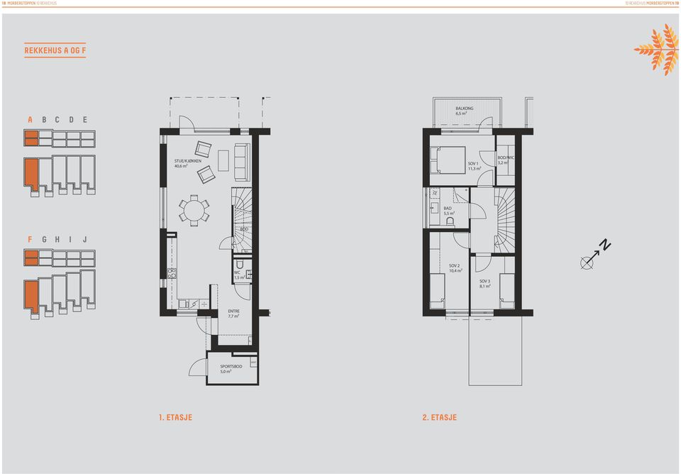 etasje A B C D E BALKOG 6,5 BALKOG 6,5 STUE/KJØKKE 40,6 STUE/KJØKKE 40,6 SOV 1 11,3 BOD/WIC 3,2 SOV 1 11,3 BOD/WIC 3,2 1:100 1 2 5 10 Rekke F, G, H, I, J Prosjekt : Morbergtoppen F G H I J Postboks