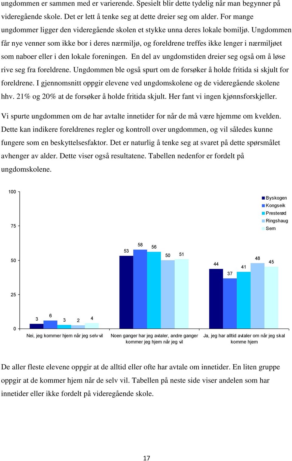 Ungdommen får nye venner som ikke bor i deres nærmiljø, og foreldrene treffes ikke lenger i nærmiljøet som naboer eller i den lokale foreningen.