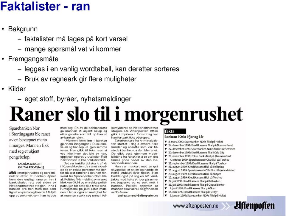 en vanlig wordtabell, kan deretter sorteres Bruk av