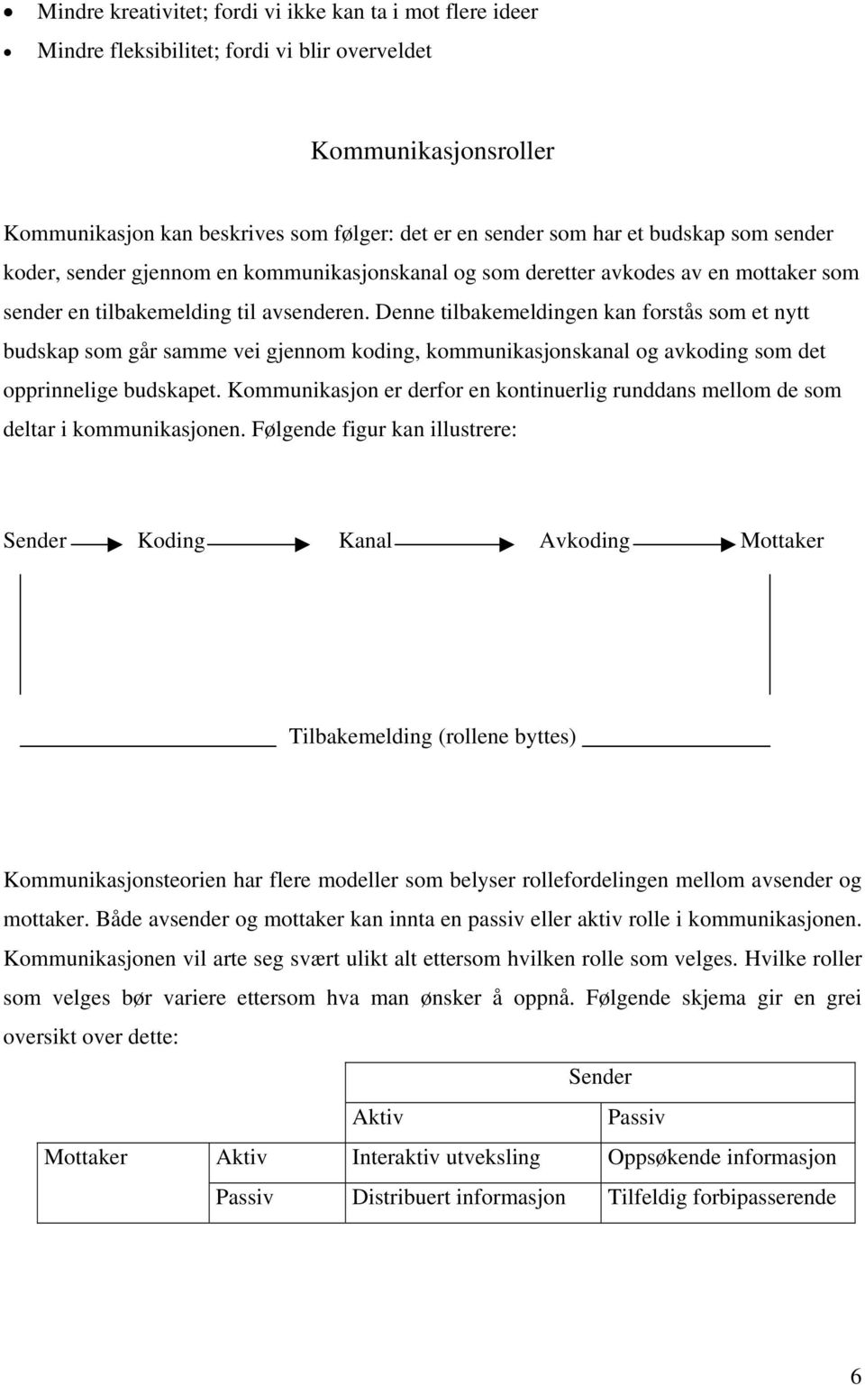 Denne tilbakemeldingen kan forstås som et nytt budskap som går samme vei gjennom koding, kommunikasjonskanal og avkoding som det opprinnelige budskapet.