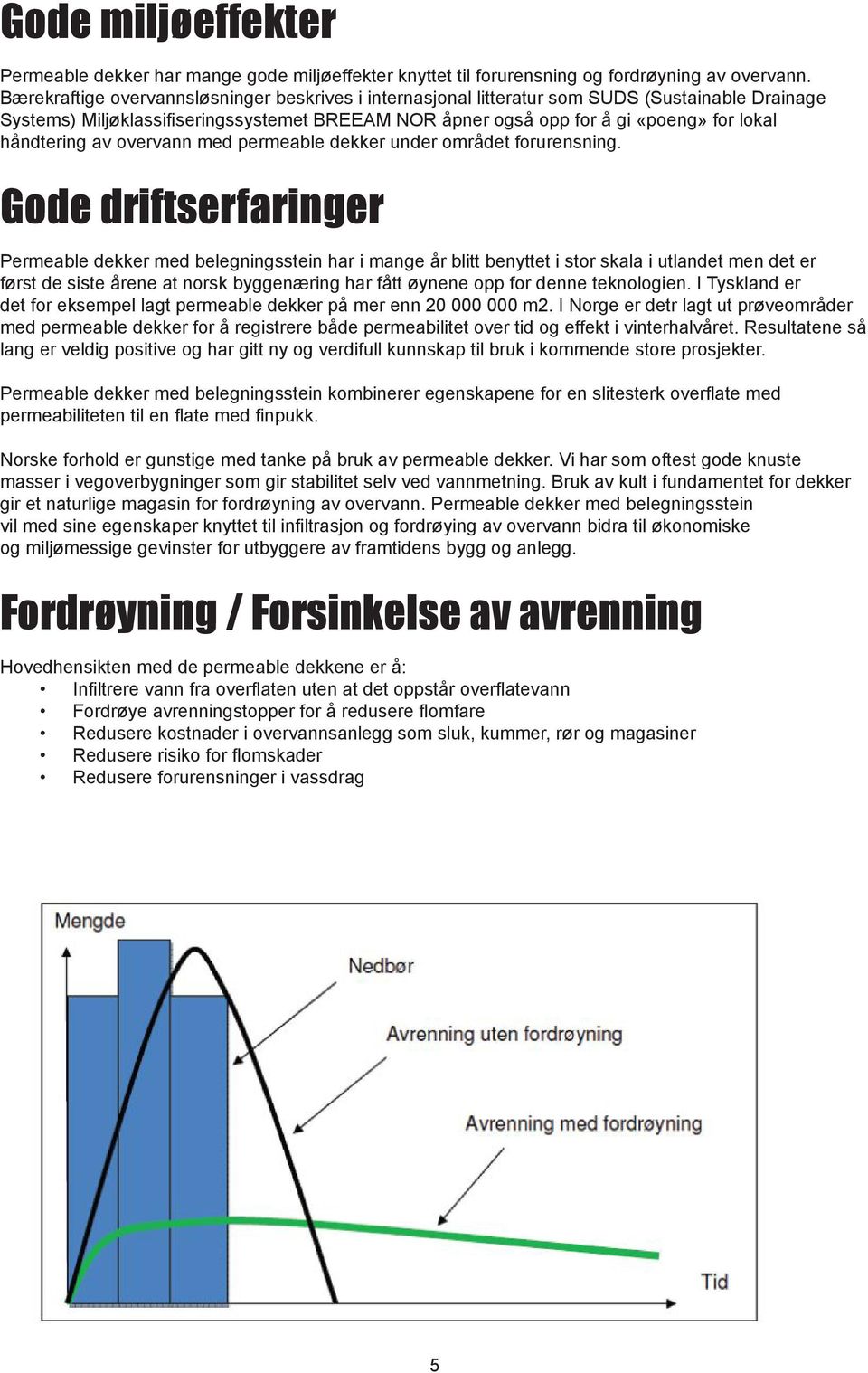 håndtering av overvann med permeable dekker under området forurensning.