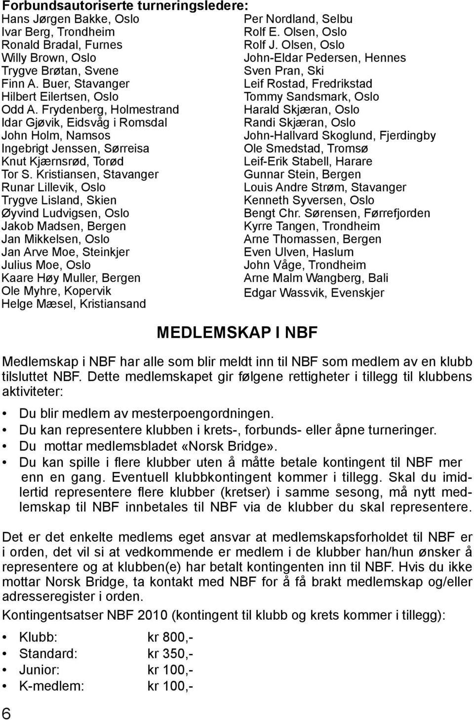 Frydenberg, Holmestrand Harald Skjæran, Oslo Idar Gjøvik, Eidsvåg i Romsdal Randi Skjæran, Oslo John Holm, Namsos John-Hallvard Skoglund, Fjerdingby Ingebrigt Jenssen, Sørreisa Ole Smedstad, Tromsø