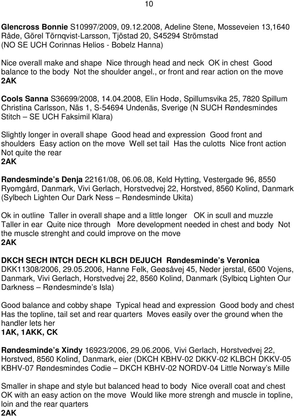 OK in chest Good balance to the body Not the shoulder angel., or front and rear action on the move 2AK Cools Sanna S36699/2008, 14.04.