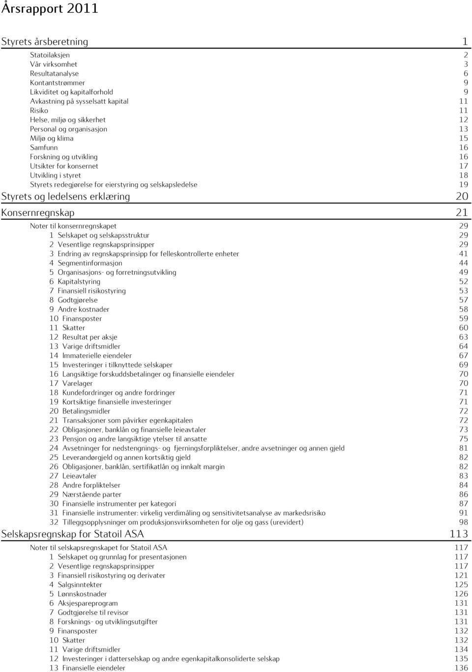 selskapsledelse 19 Styrets og ledelsens erklæring 20 Konsernregnskap 21 Noter til konsernregnskapet 29 1 Selskapet og selskapsstruktur 29 2 Vesentlige regnskapsprinsipper 29 3 Endring av