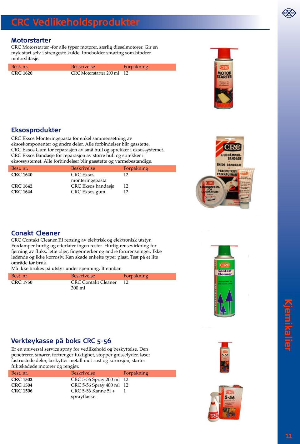 Forpakning CRC 1620 CRC Motorstarter 200 ml 12 Eksosp osproduk dukter er CRC Eksos Monteringspasta for enkel sammensetning av eksoskomponenter og andre deler. Alle forbindelser blir gasstette.