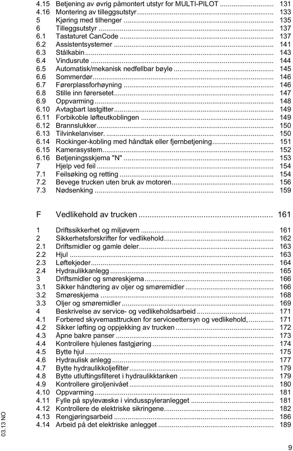 10 Avagbar lasgier... 149 6.11 Forbikoble løfeukoblingen... 149 6.12 Brannslukker... 150 6.13 Tilvinkelanviser.... 150 6.14 Rockinger-kobling med håndak eller fjernbejening... 151 6.15 Kamerasysem.