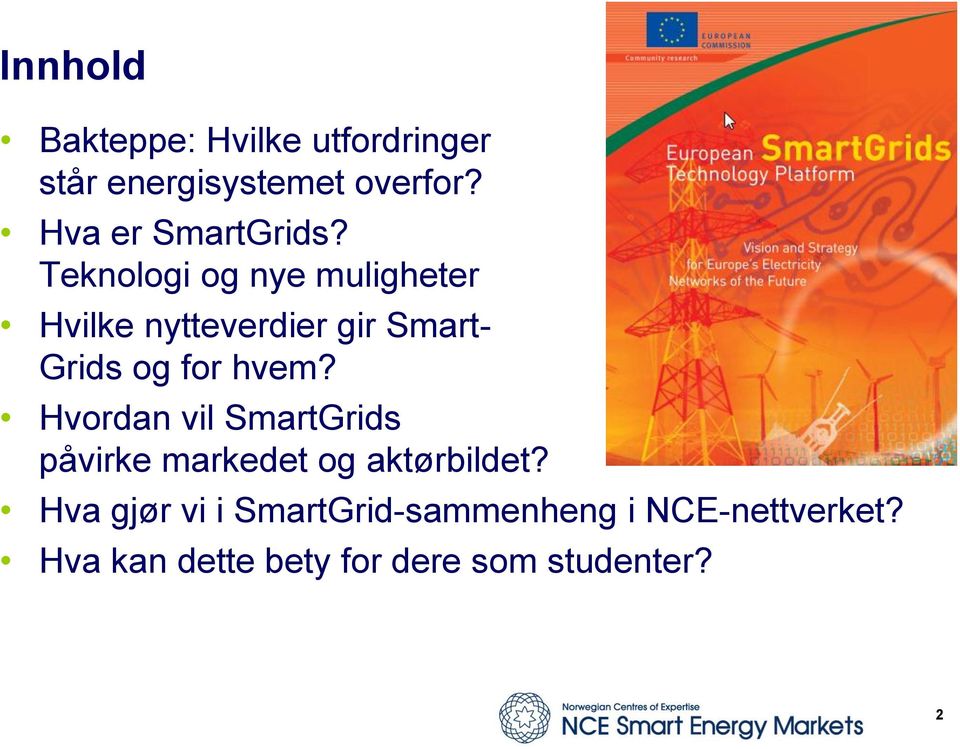 Teknologi og nye muligheter Hvilke nytteverdier gir Smart- Grids og for hvem?