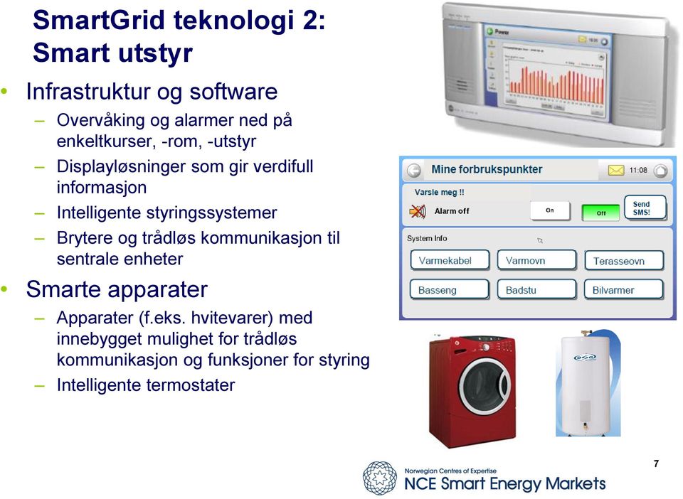 styringssystemer Brytere og trådløs kommunikasjon til sentrale enheter Smarte apparater Apparater