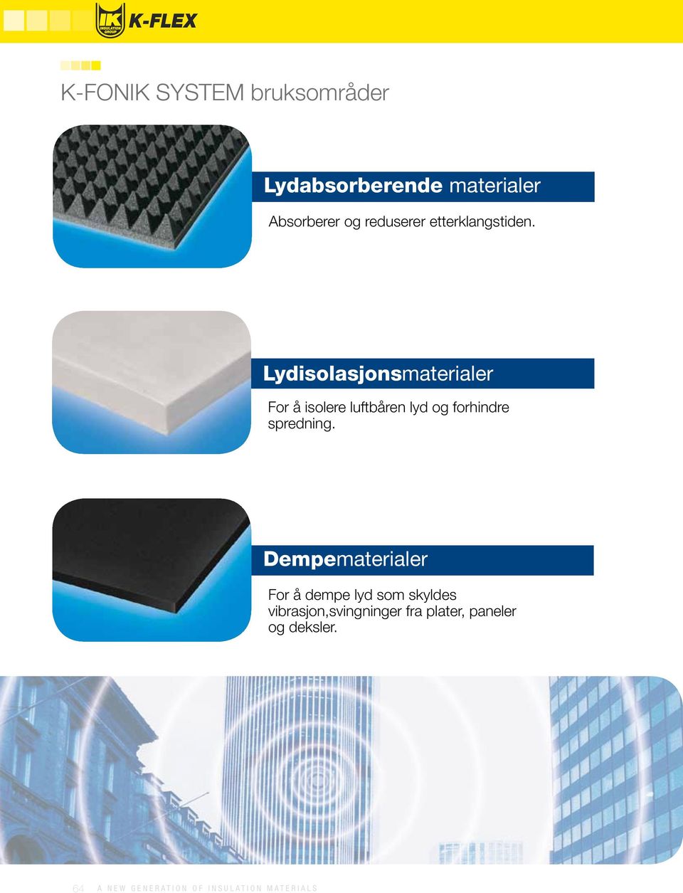 Lydisolasjonsmaterialer For å isolere luftbåren lyd og forhindre spredning.