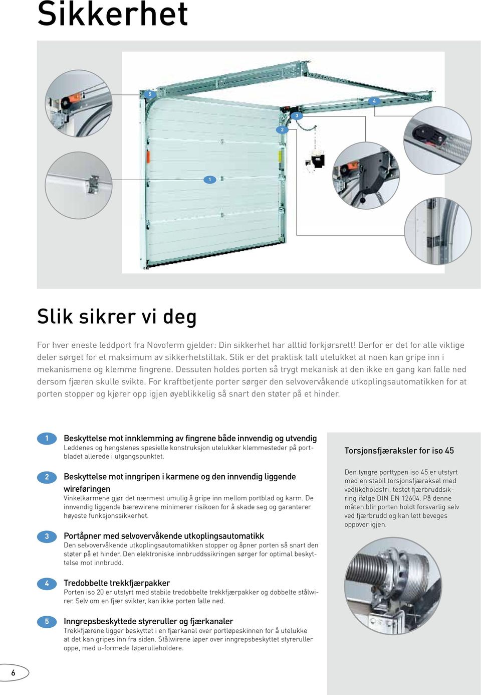 Dessuten holdes porten så trygt mekanisk at den ikke en gang kan falle ned dersom fjæren skulle svikte.