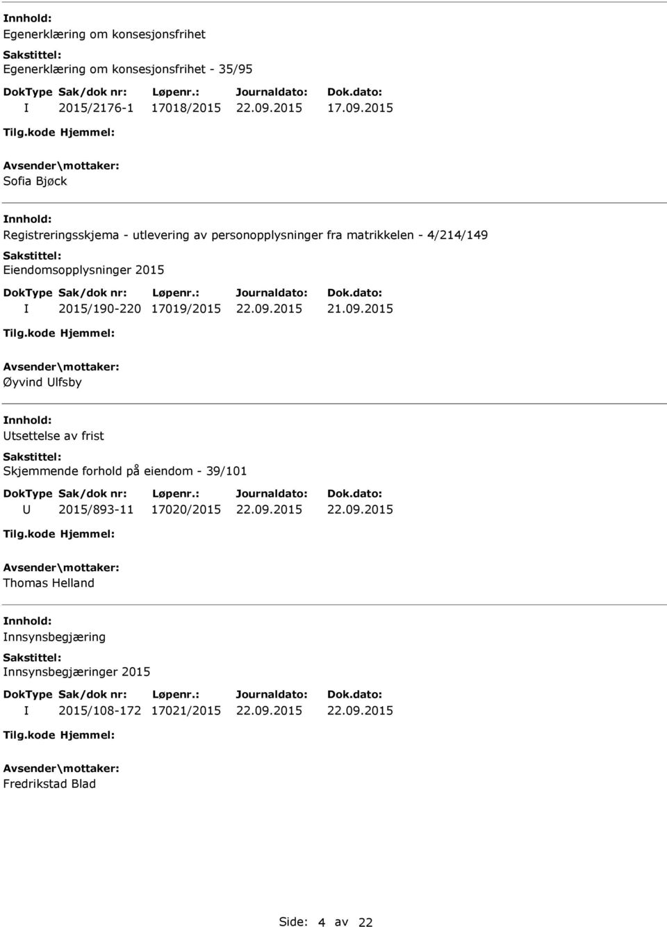 Eiendomsopplysninger 2015 2015/190-220 17019/2015 21.09.