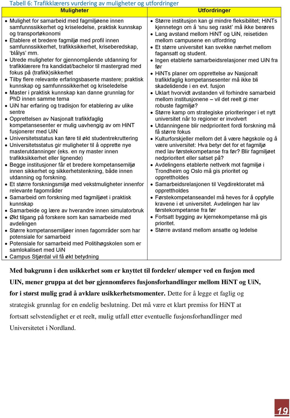 Utrede muligheter for gjennomgående utdanning for trafikklærere fra kandidat/bachelor til mastergrad med fokus på (trafikk)sikkerhet Tilby flere relevante erfaringsbaserte mastere; praktisk kunnskap