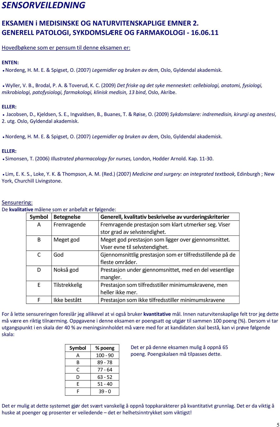 (2009) Det friske og det syke mennesket: cellebiologi, anatomi, fysiologi, mikrobiologi, patofysiologi, farmakologi, klinisk medisin, 13 bind, Oslo, Akribe. ELLER: Jacobsen, D., Kjeldsen, S. E., Ingvaldsen, B.