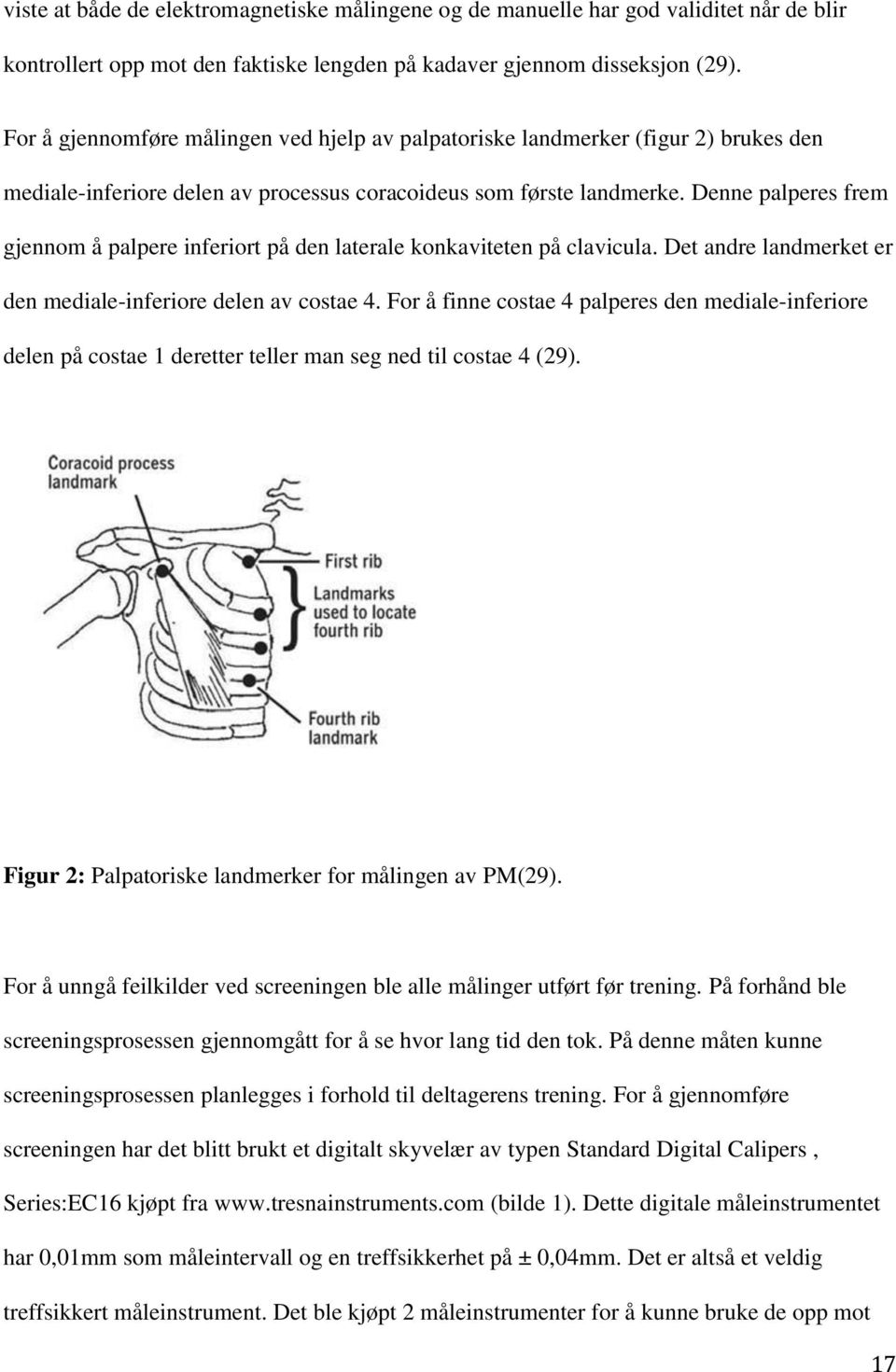 Denne palperes frem gjennom å palpere inferiort på den laterale konkaviteten på clavicula. Det andre landmerket er den mediale-inferiore delen av costae 4.