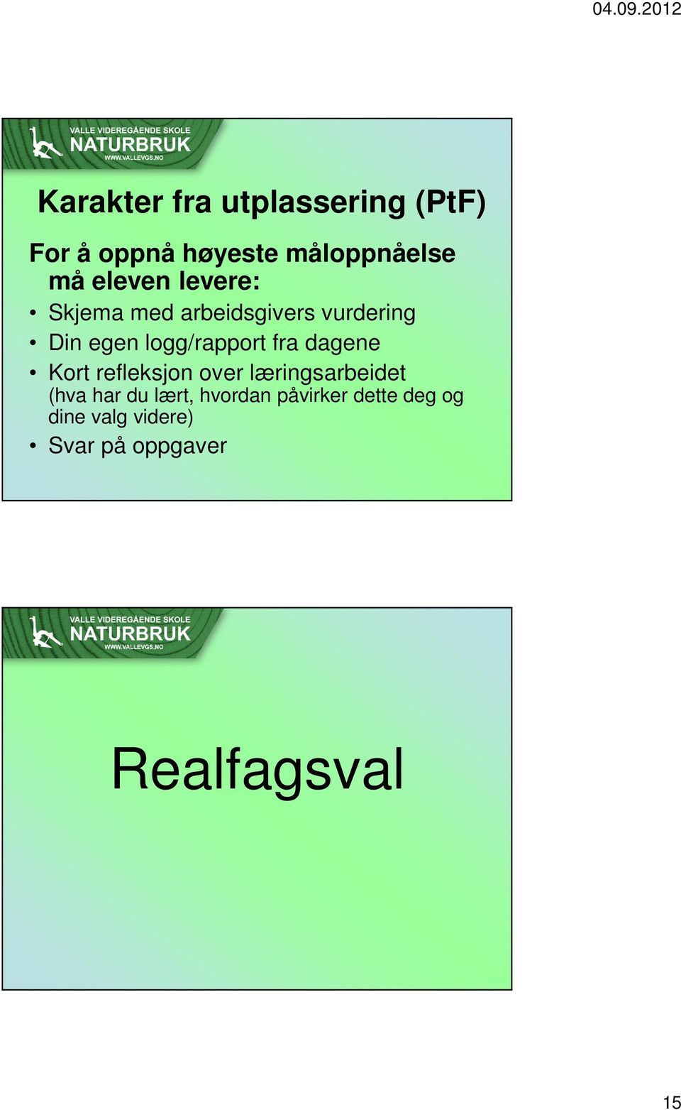 fra dagene Kort refleksjon over læringsarbeidet (hva har du lært,