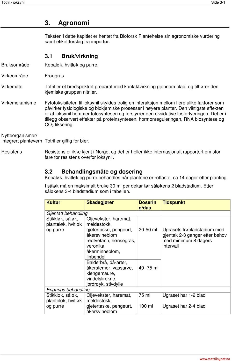 Frøugras Totril er et bredspektret preparat med kontaktvirkning gjennom blad, og tilhører den kjemiske gruppen nitriler.