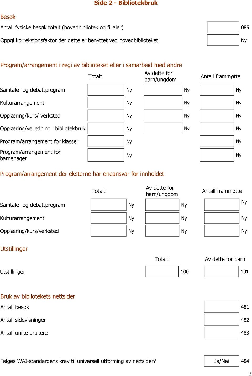 Program/arrangement for klasser Program/arrangement for barnehager Program/arrangement der eksterne har eneansvar for innholdet Totalt Av dette for barn/ungdom Samtale- og debattprogram Antall