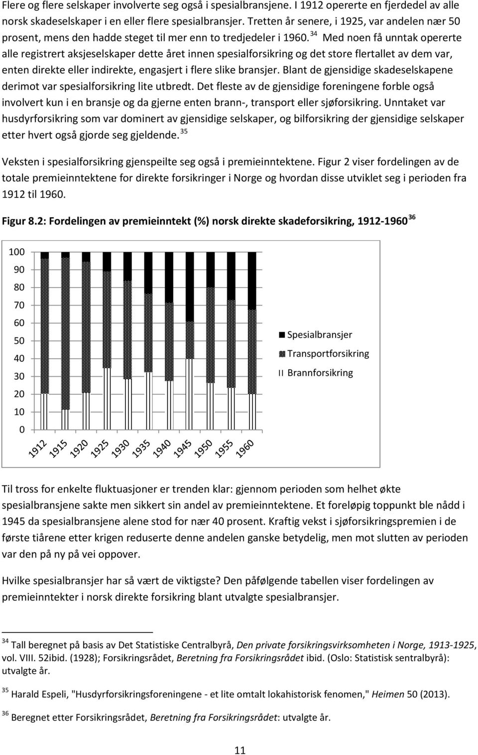 34 Med noen få unntak opererte alle registrert aksjeselskaper dette året innen spesialforsikring og det store flertallet av dem var, enten direkte eller indirekte, engasjert i flere slike bransjer.