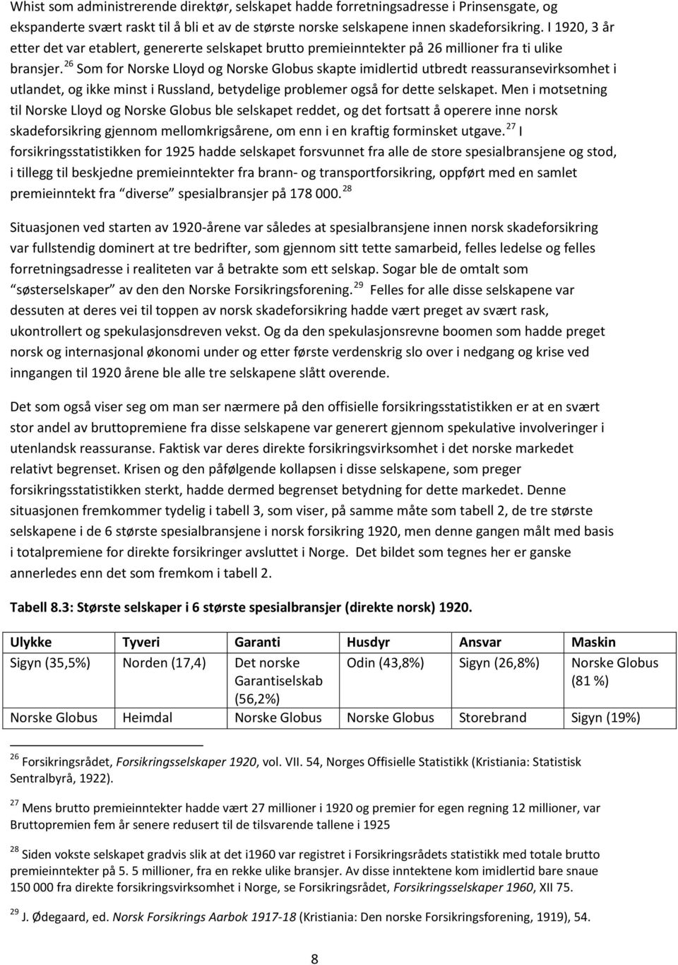 26 Som for Norske Lloyd og Norske Globus skapte imidlertid utbredt reassuransevirksomhet i utlandet, og ikke minst i Russland, betydelige problemer også for dette selskapet.