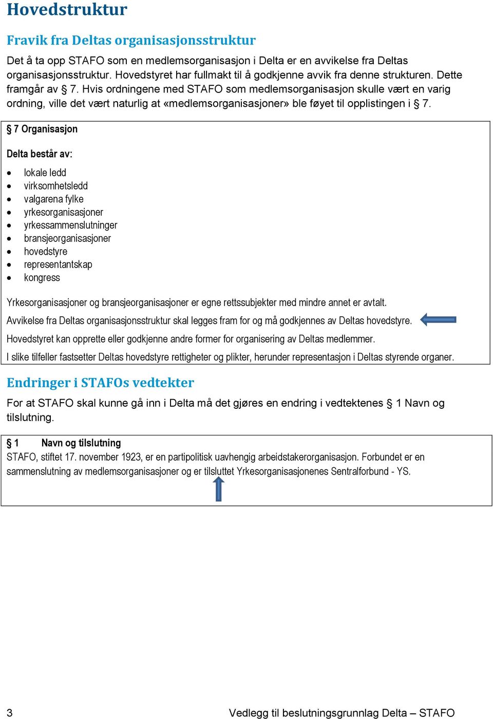 Hvis ordningene med STAFO som medlemsorganisasjon skulle vært en varig ordning, ville det vært naturlig at «medlemsorganisasjoner» ble føyet til opplistingen i 7.