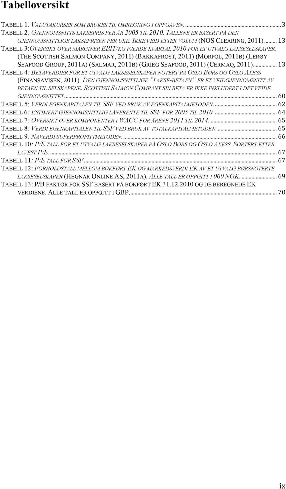 $$$$$$$$'* TABELL 3:OVERSIKT OVER MARGINER EBIT/KG FJERDE KVARTAL 2010 FOR ET UTVALG LAKSESELSKAPER.