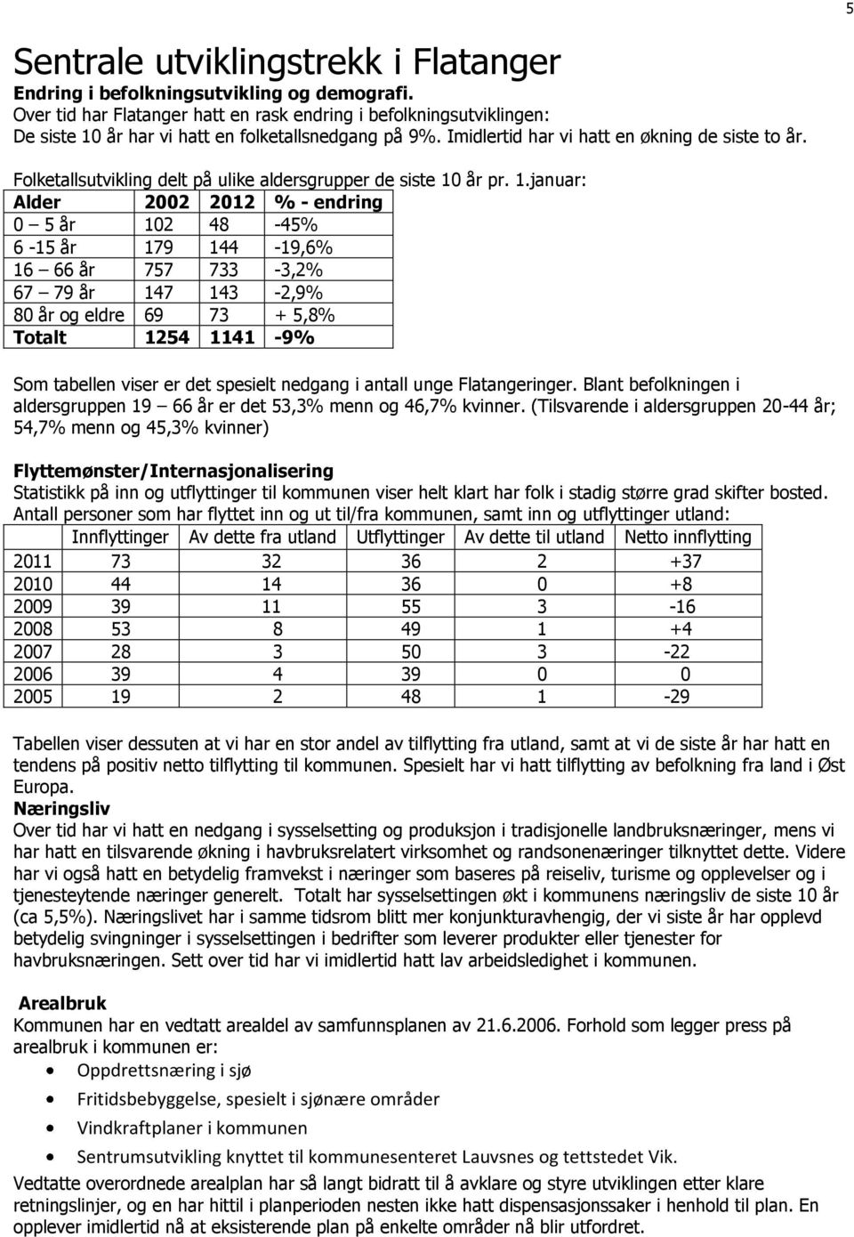 Folketallsutvikling delt på ulike aldersgrupper de siste 10