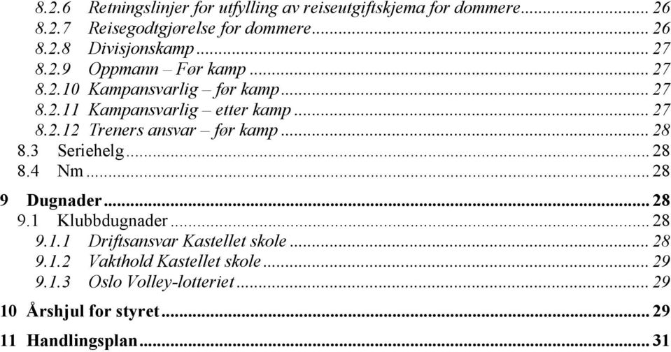 .. 28 8.3 Seriehelg... 28 8.4 Nm... 28 9 Dugnader... 28 9.1 Klubbdugnader... 28 9.1.1 Driftsansvar Kastellet skole... 28 9.1.2 Vakthold Kastellet skole.