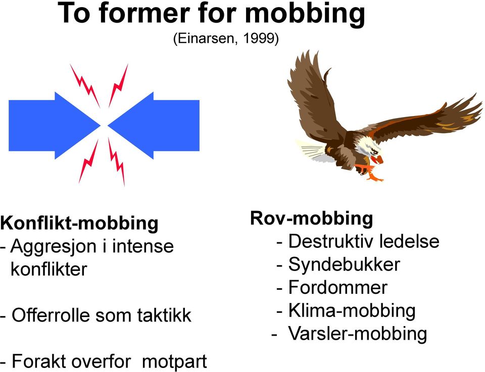 Forakt overfor motpart Rov-mobbing - Destruktiv ledelse -