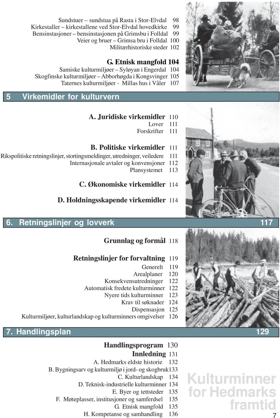 Etnisk mangfold 104 Samiske kulturmiljøer Syløyan i Engerdal 104 Skogfinske kulturmiljøer Abborhøgda i Kongsvinger 105 Taternes kulturmiljøer - Millas hus i Våler 107 5 Virkemidler for kulturvern 109