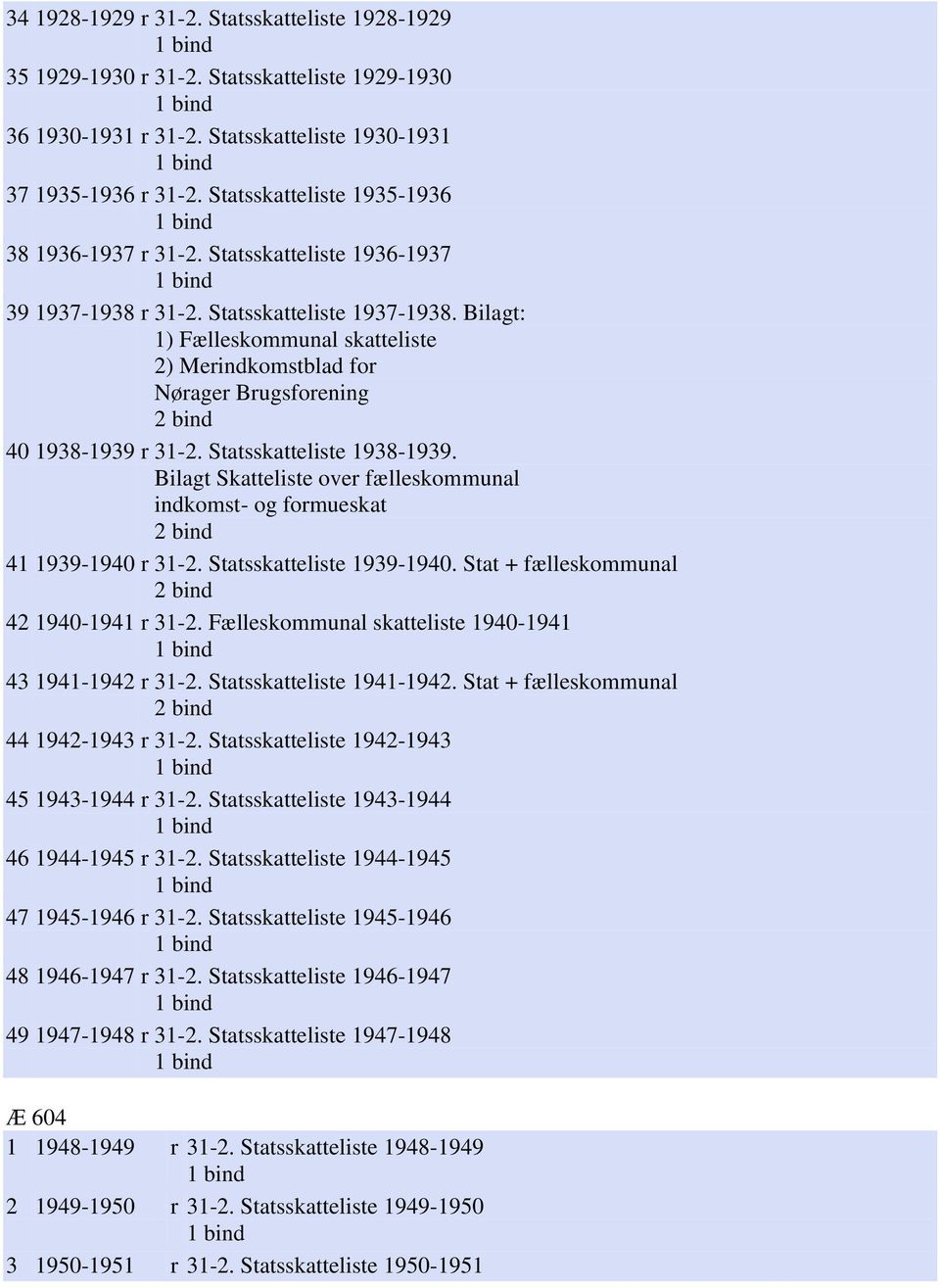 Bilagt: 1) Fælleskommunal skatteliste 2) Merindkomstblad for Nørager Brugsforening 2 bind 40 1938-1939 r 31-2. Statsskatteliste 1938-1939.