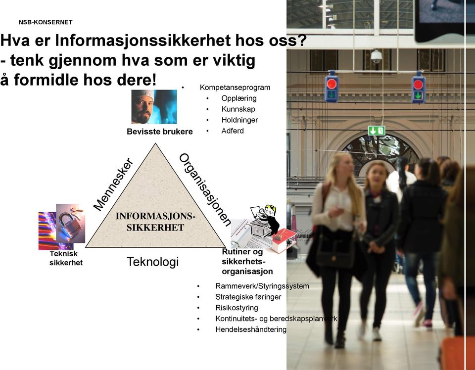 SIKKERHET Teknisk sikkerhet Teknologi Rutiner og sikkerhetsorganisasjon