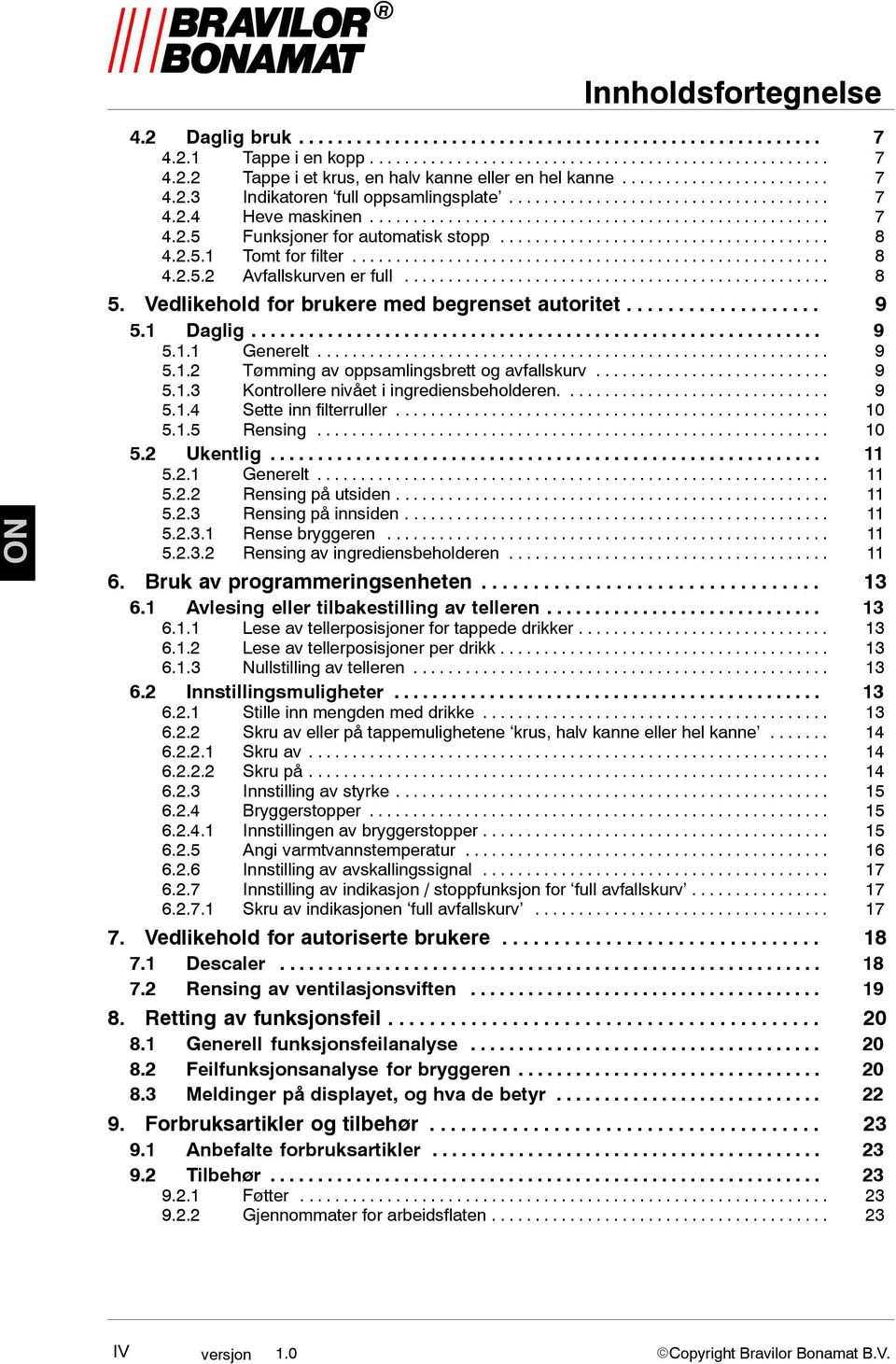 ..................................... 8 4.2.5.1 Tomt for filter....................................................... 8 4.2.5.2 Avfallskurven er full................................................. 8 5.