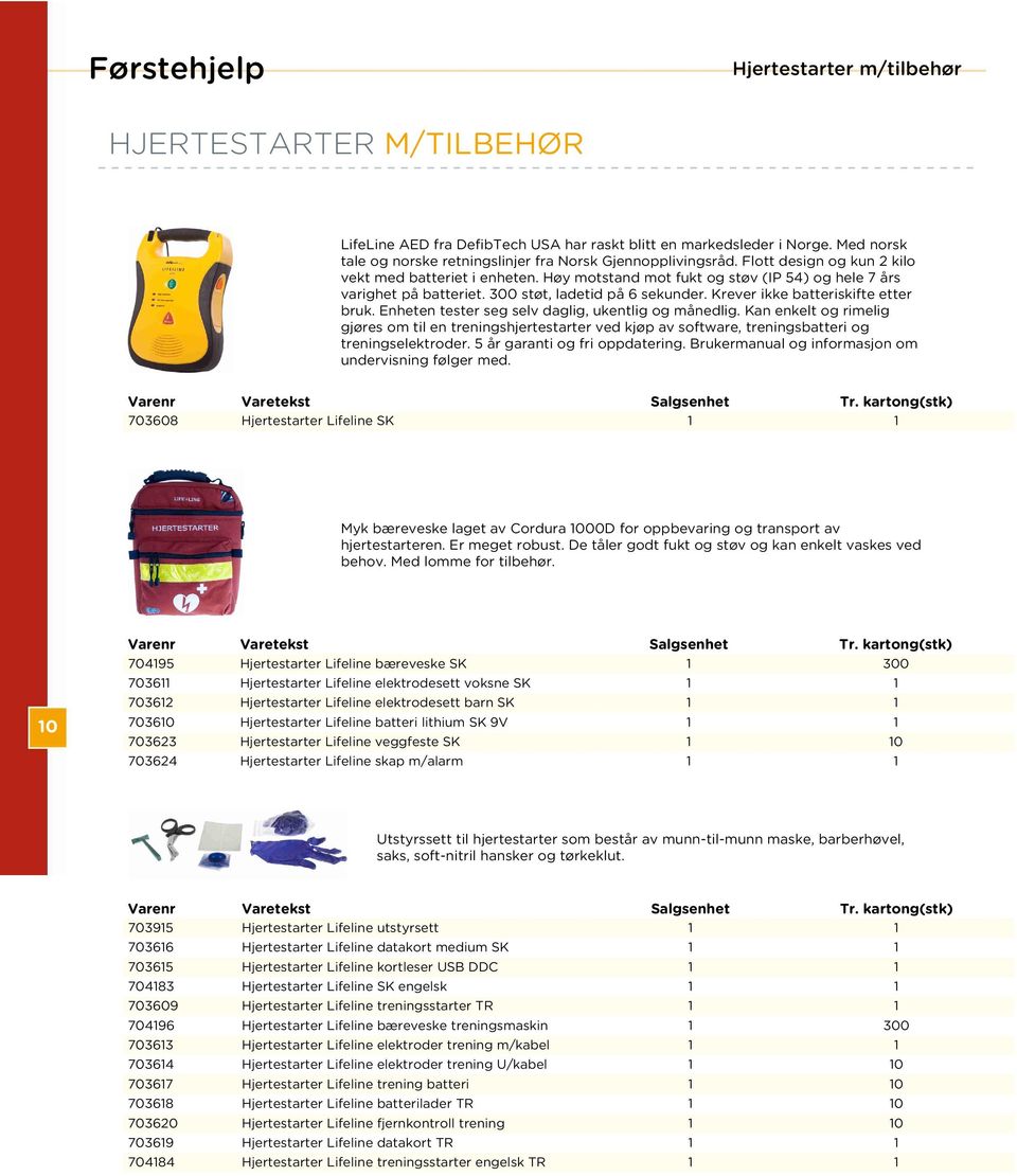 Enheten tester seg selv daglig, ukentlig og månedlig. Kan enkelt og rimelig gjøres om til en treningshjertestarter ved kjøp av software, treningsbatteri og treningselektroder.