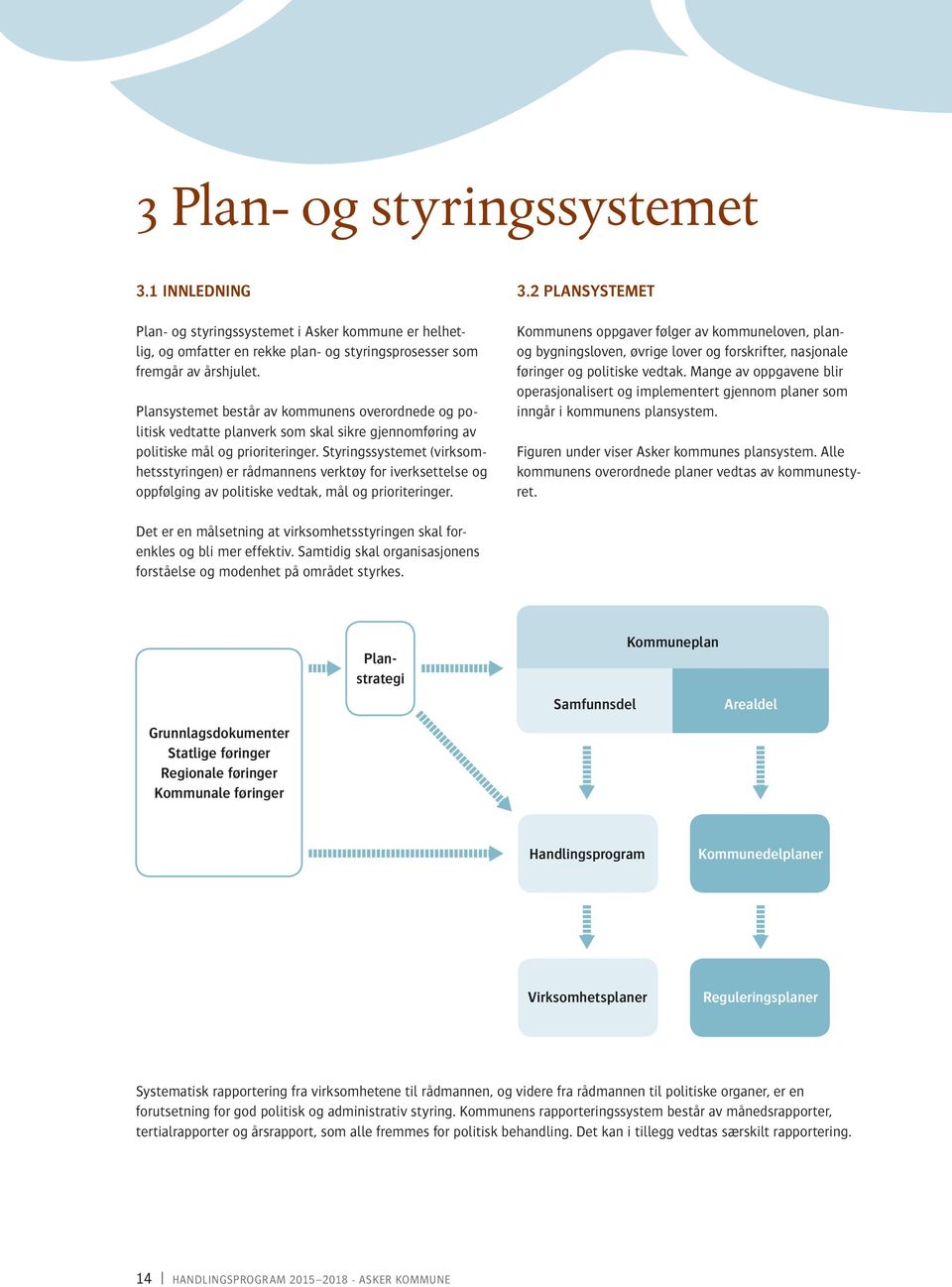 Styringssystemet (virksomhetsstyringen) er rådmannens verktøy for iverksettelse og oppfølging av politiske vedtak, mål og prioriteringer. 3.