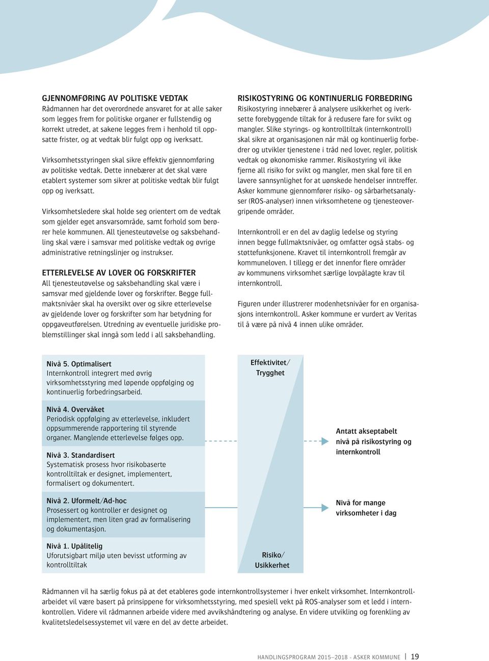 Dette innebærer at det skal være etablert systemer som sikrer at politiske vedtak blir fulgt opp og iverksatt.