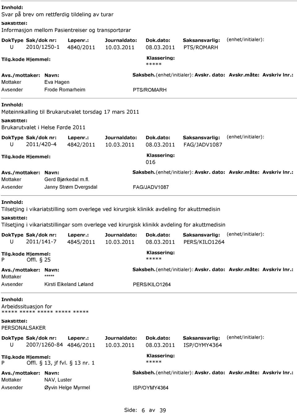 Janny Strøm Dvergsdal FAG/JADV1087 Tilsetjing i vikariatstilling som overlege ved kirurgisk klinikk avdeling for akuttmedisin Tilsetjing i vikariatstillingar som overlege ved