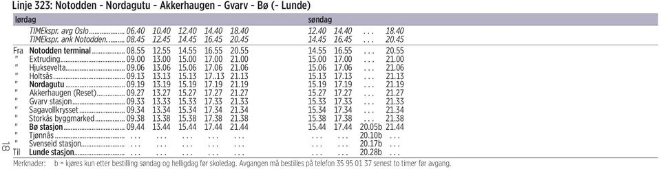 .. 09.06 13.06 15.06 17.06 21.06... 15.06 17.06... 21.06 " Holtsås... 09.13 13.13 15.13 17..13 21.13... 15.13 17.13... 21.13 " Nordagutu... 09.19 13.19 15.19 17.19 21.19... 15.19 17.19... 21.19 " Akkerhaugen (Reset).