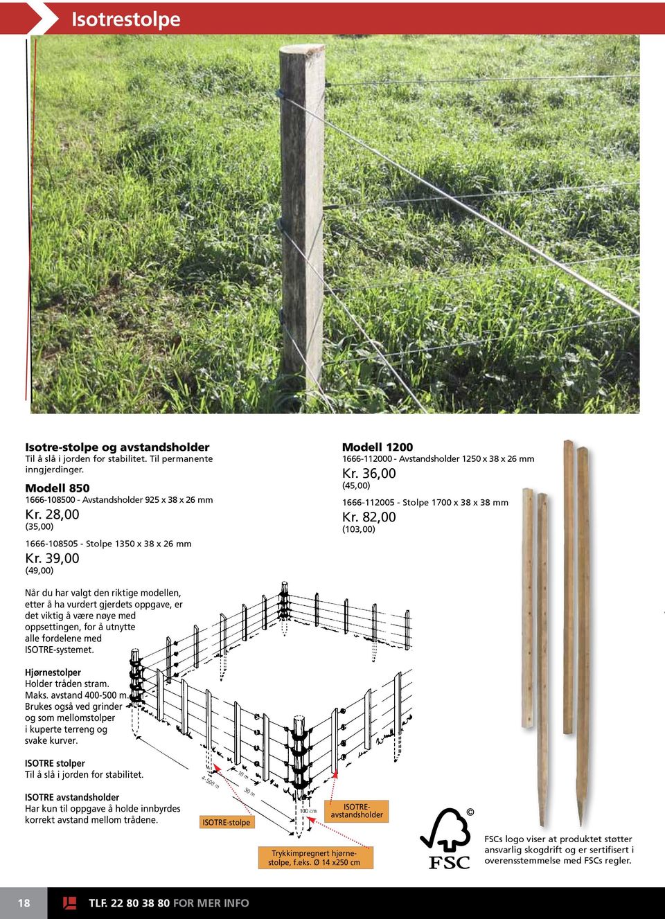 36,00 (45,00) 1666-112005 - Stolpe 1700 x 38 x 38 mm Kr.