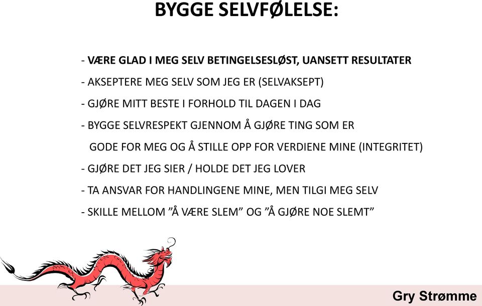 TING SOM ER GODE FOR MEG OG Å STILLE OPP FOR VERDIENE MINE (INTEGRITET) - GJØRE DET JEG SIER / HOLDE DET