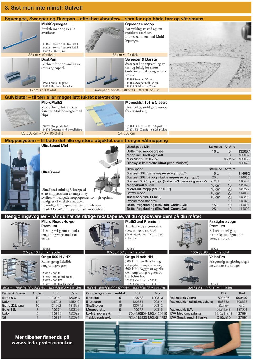 119914 Metall til pose 119912 Plast med beholder Gulvkluter til tørr eller meget lett fuktet støvtørking MicroMulti2 Mikrofiber gulvklut. Kan festes til MultiSqueegee med klips.