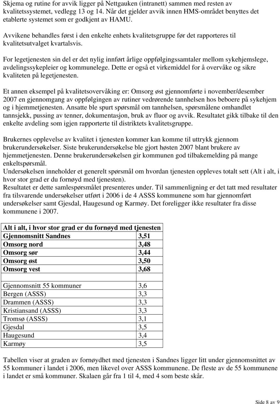 Avvikene behandles først i den enkelte enhets kvalitetsgruppe før det rapporteres til kvalitetsutvalget kvartalsvis.