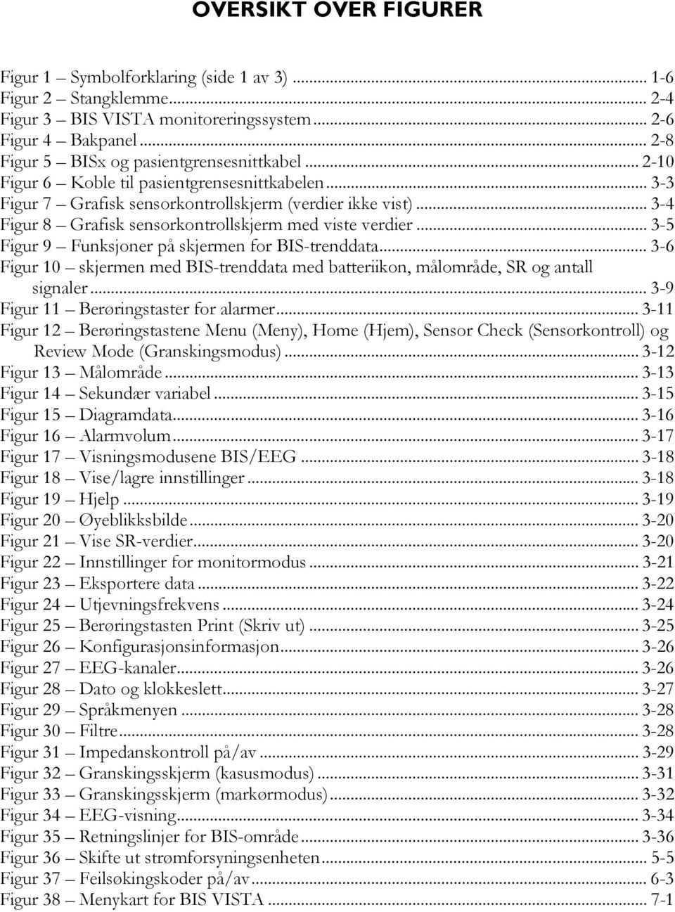 .. 3-4 Figur 8 Grafisk sensorkontrollskjerm med viste verdier... 3-5 Figur 9 Funksjoner på skjermen for BIS-trenddata.