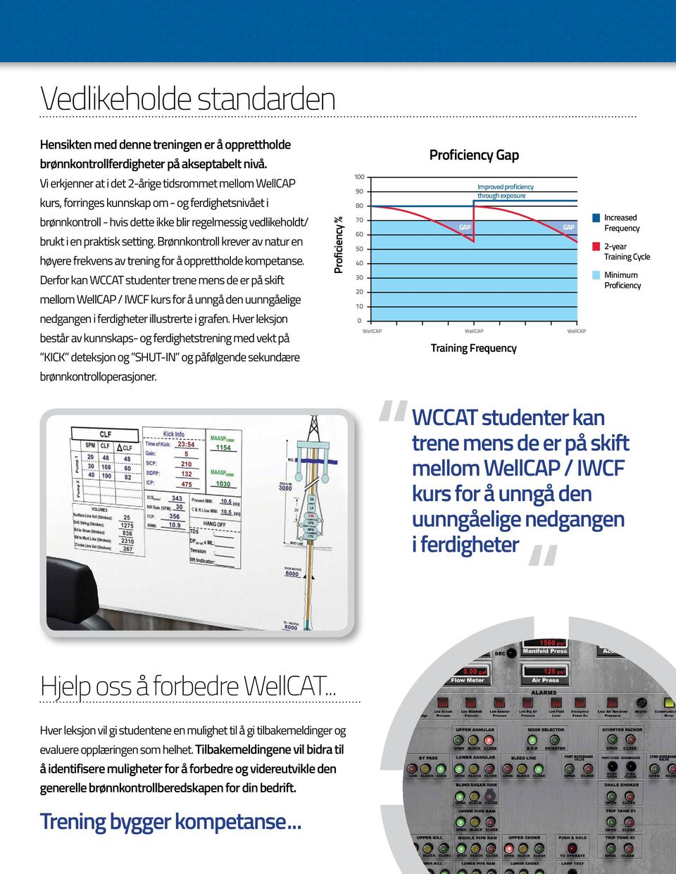 Brønnkontroll krever av natur en høyere frekvens av trening for å opprettholde kompetanse.